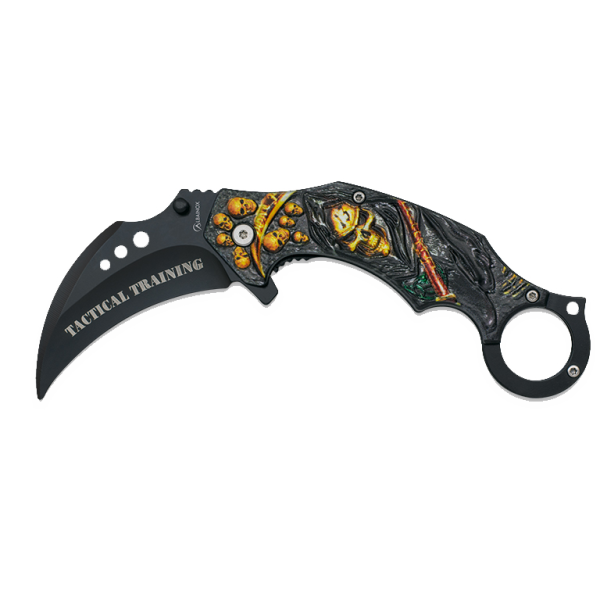 Nôž zatvárací tréningový karambit ALBAINOX MA 18881-A 3D Skulls