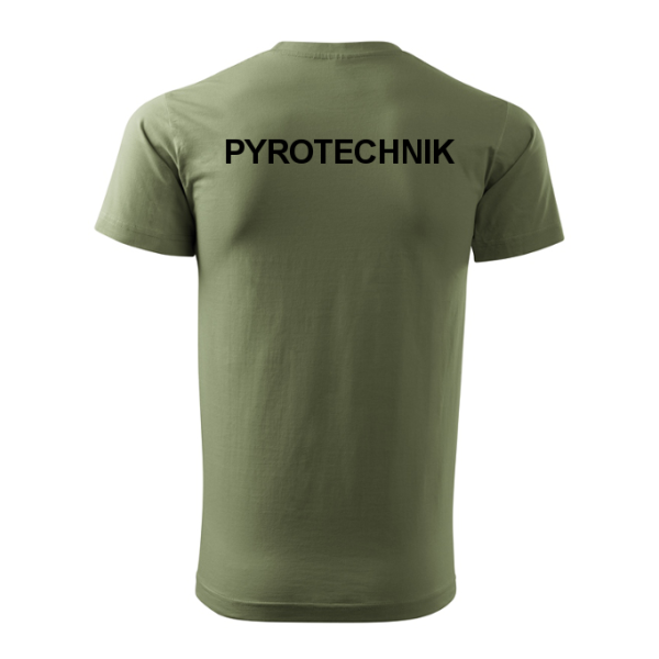 Tričko PYROTECHNIK s čiernym nápisom - olivové