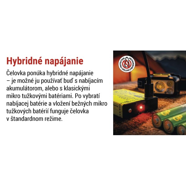 Svietidlo čelové EMOS LED P3546 550lm Li-Pol 100mAh nabíjateľné - čierne