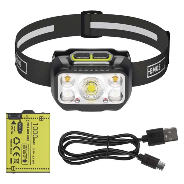 Svietidlo čelové EMOS LED P3546 550lm Li-Pol 100mAh nabíjateľné - čierne