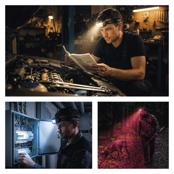 Svietidlo čelové EMOS LED P3546 550lm Li-Pol 100mAh nabíjateľné - čierne