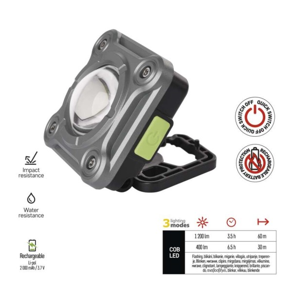 Svietidlo pracovné nabíjateľné EMOS COB LED P4543 1200lm 2000mAh