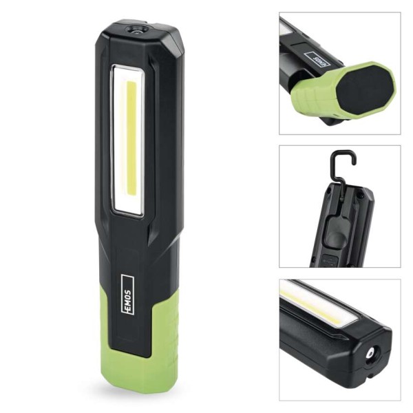 Svietidlo pracovné nabíjateľné EMOS COB LED+LED P4546 500lm 2000mAh