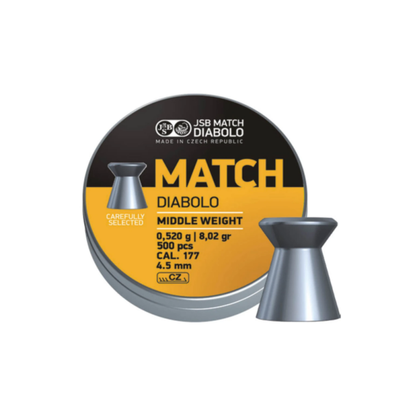 Diabolky JSB Match Middle Weight 0,520g, kal.4,5mm, 500ks - ploché
