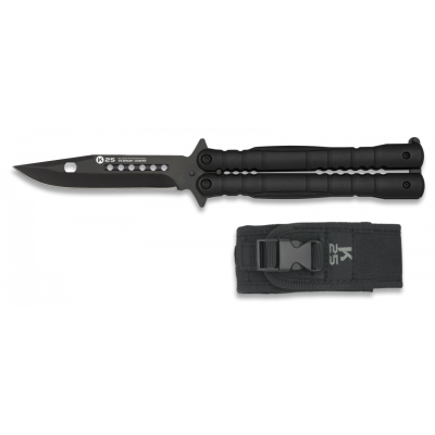 Nôž zatvárací motýlik K25 02131 Tactical - čierny