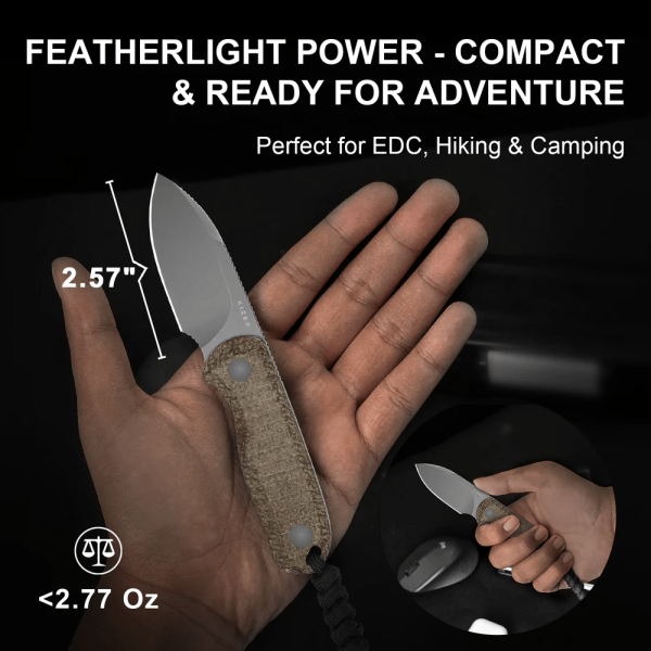 Nôž outdoorový s pevnou čepeľou KIZER Drop Bear Azo 14C28N 1094A1 - Burlap micarta
