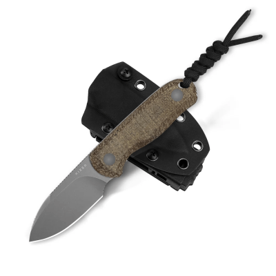 Nôž outdoorový s pevnou čepeľou KIZER Drop Bear Azo 14C28N 1094A1 - Burlap micarta