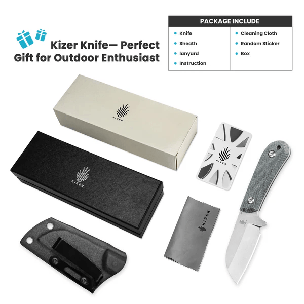 Nôž outdoorový s pevnou čepeľou KIZER Deckhand Grey 1062A1 D2 - micarta
