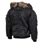 Bunda pilot MFH US Polar jacket N2B 03702A nylonová s kožušinou - čierna
