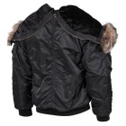 Bunda pilot MFH US Polar jacket N2B 03702A nylonová s kožušinou - čierna