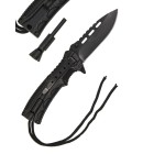 Nôž zatvárací taktický MIL-TEC Black One Hand Knife Paracord s kresadlom - čierny