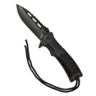 Nôž zatvárací taktický MIL-TEC Black One Hand Knife Paracord s kresadlom - čierny