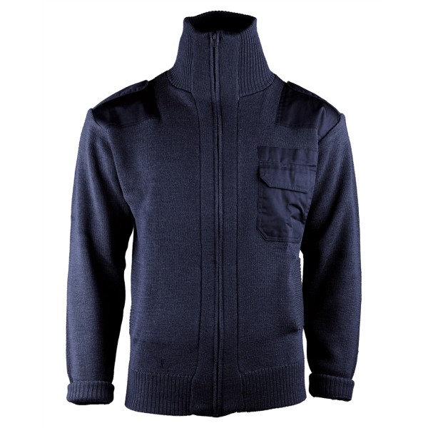 Sveter Mil-Tec Cardigan na zips s vreckom - modrý