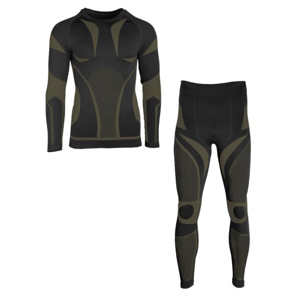 Termoprádlo MIL-TEC Performance Set nátelník a spodky - čierne / olivové