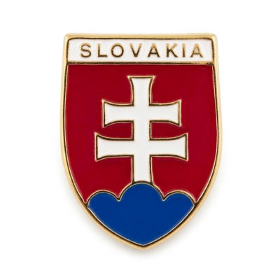 Odznak s nápisom SLOVAKIA erb 1,7x1,3cm - zlatý