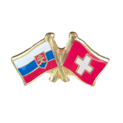 Odznak dvojvlajkový Slovensko-Švajčiarsko - zlatý
