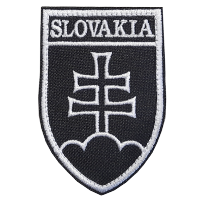 Nášivka SLOVAKIA znak so SZ 9x6cm - čiernobiela