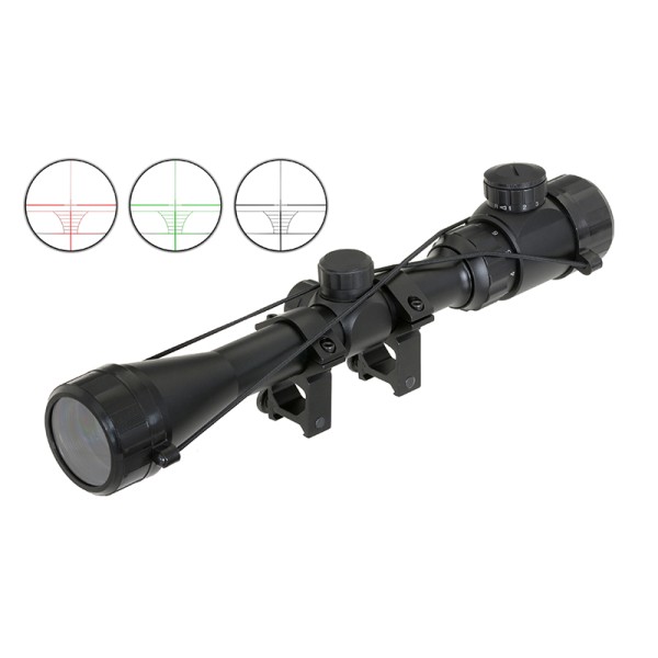 Puškohľad PCS 3-9x40E podsvietený, s montážou 22mm - čierny