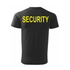 Tričko SECURITY žltý nápis so suchým zipsom 6x9cm - čierne