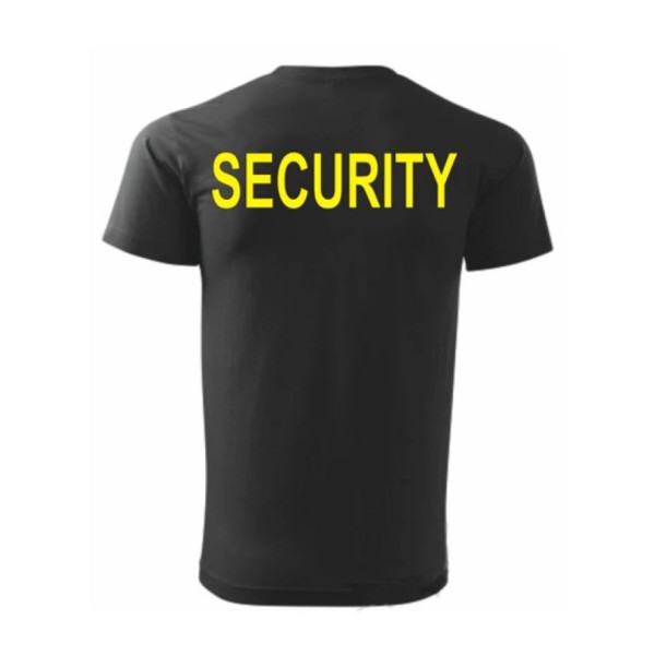Tričko SECURITY žltý nápis so suchým zipsom 6x9cm - čierne
