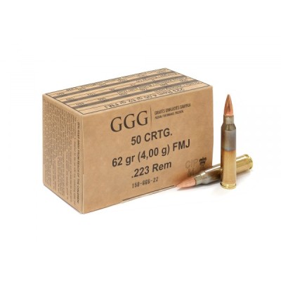 Náboj GGG .223 REM, 4,02g 62grs FMJ