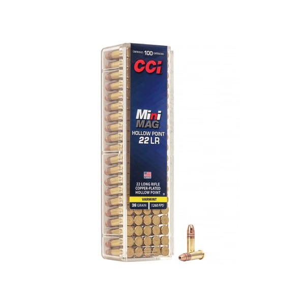 Náboj .22LR CCI Mini-Mag HP 36gr/2,33g Copper-Plated HP 100ks