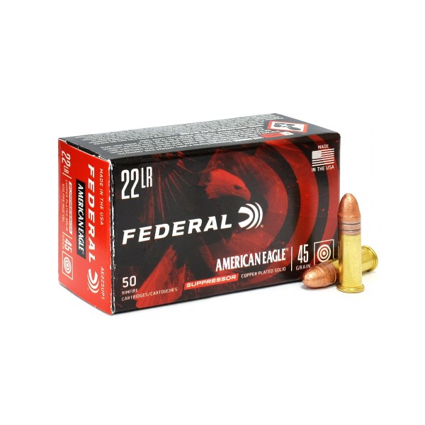 Náboj .22 LR AMERICAN EAGLE Suppressor 45gr/2,92g CPRN - 50 ks