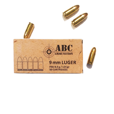 Náboj 9mm Luger ABC Ammunition 8,0g/124grs FMJ