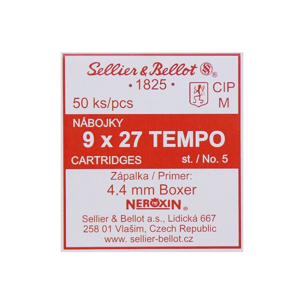 Jatočné strelivo S&B TEMPO st.5 9x27 mm - červené