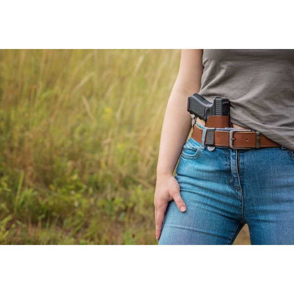 Puzdro opaskové kožené FALCO Multifit IWB/OWB AM02-2215 pravé - hnedé