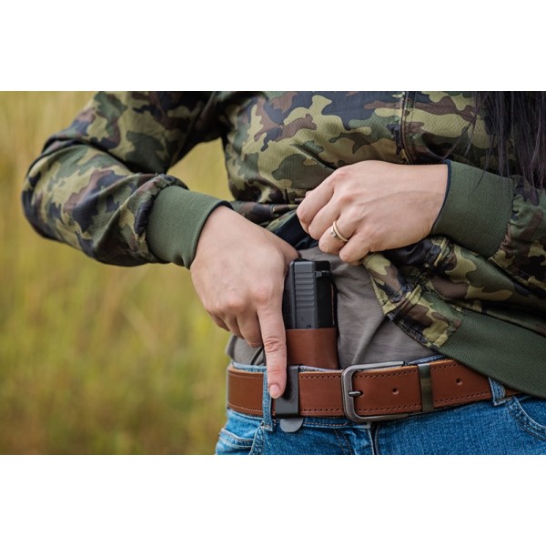 Puzdro opaskové kožené FALCO Multifit IWB/OWB AM02-2215 pravé - hnedé