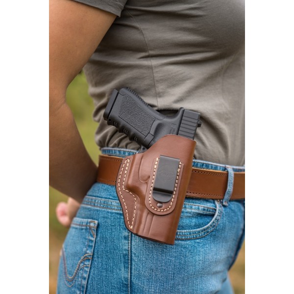 Puzdro opaskové kožené FALCO Multifit IWB/OWB AM02-2215 pravé - hnedé