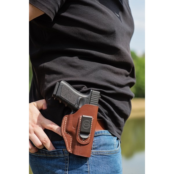Puzdro opaskové kožené FALCO Multifit IWB/OWB AM02-2215 pravé - hnedé