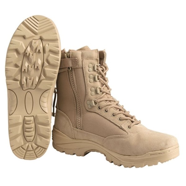 Obuv taktická MIL-TEC Khaki Tactical Boots so zipsom - desert