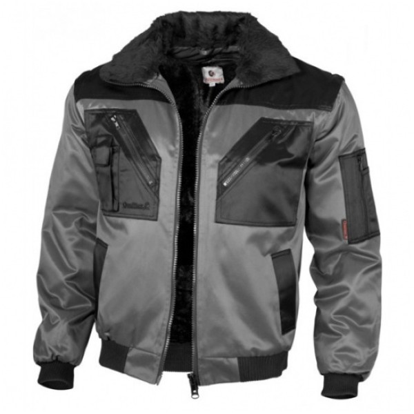 Bunda pilot QUALITEX Pilotenjacke kombinovaná - šedo/čierna
