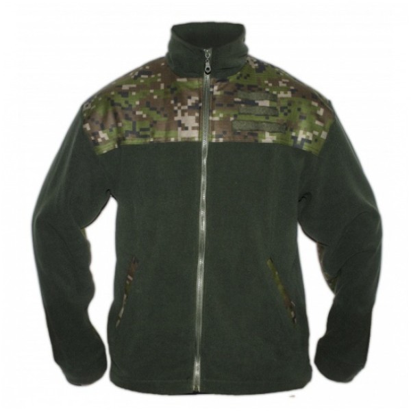 Mikina fleece OS SR so zipsom - digital woodland