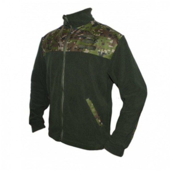 Mikina fleece OS SR so zipsom - digital woodland