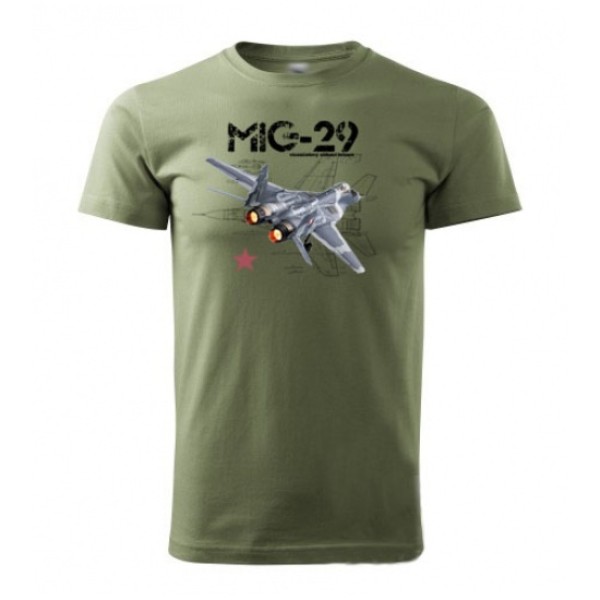 Tričko STRIKER s potlačou MIG-29 - olivové