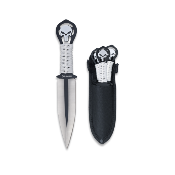 Nôže vrhacie ALBAINOX MA 32453 set  3v1 - Skull