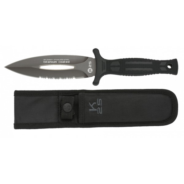 Nôž taktický s pevnou čepeľou K25 32607 Boot Blade CNC - čierny