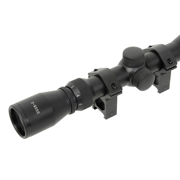 Puškohľad PCS 3-9x50E s vysokou montážou 22mm