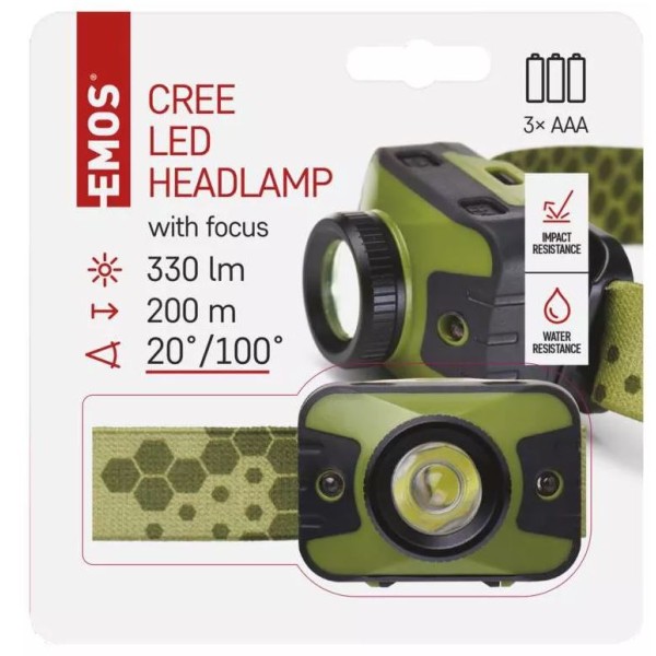 Svietidlo čelové EMOS CREE LED P3539 330lm - zelené