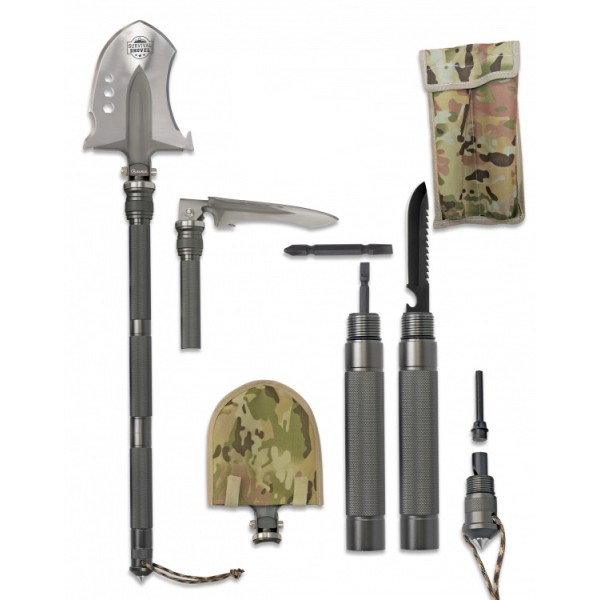 Rýľ skladací taktický ALBAINOX Survival Shovel 33085, multifunkčný - multicam