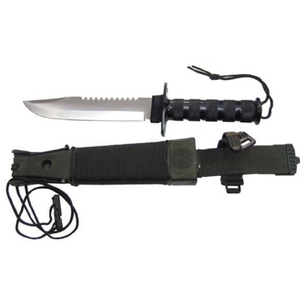 Nôž taktický s pevnou čepeľou MFH Rambo Jungle II 44143 s kompasom a príslušenstvom