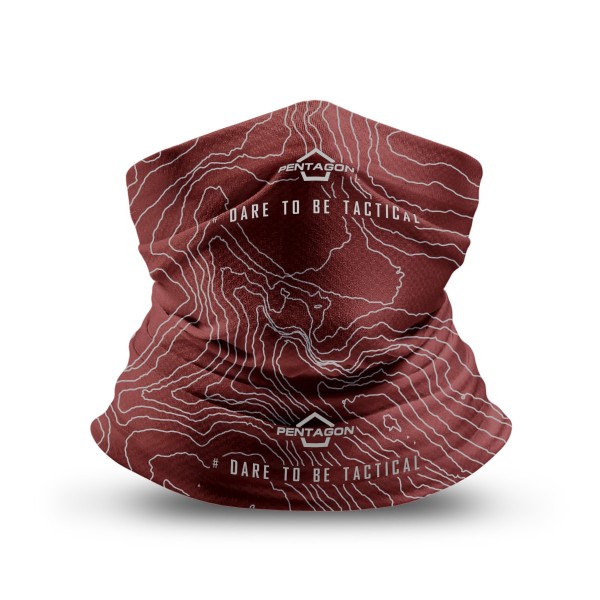 Šatka multifunkčná PENTAGON Skiron Topographic Map - červená
