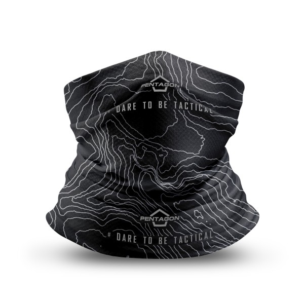 Šatka multifunkčná PENTAGON Skiron Topographic Map - čierna