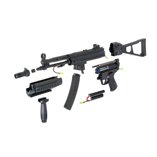 Airsoftový elektrický samopal CYMA CM.041 MP5 UMP Blue Edition, kal. 6mm BB - čierny