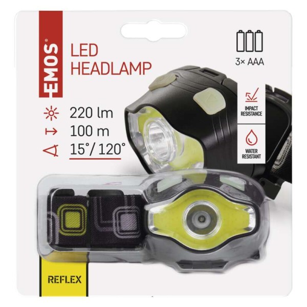 Svietidlo čelové EMOS COB LED P3536 220lm - čierne
