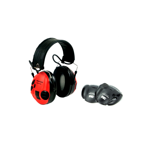 Chrániče sluchu PELTOR Sport Tac MT16H210F-478-RD elektronické, s vymeniteľnými krytmi - čierne / červené