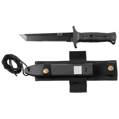 Nôž taktický s pevnou čepeľou MFH 44133 BW Tanto - čierny
